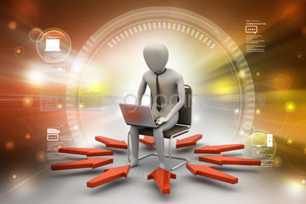 商務(wù)人士在色彩背景下展示網(wǎng)絡(luò)技術(shù)服務(wù)